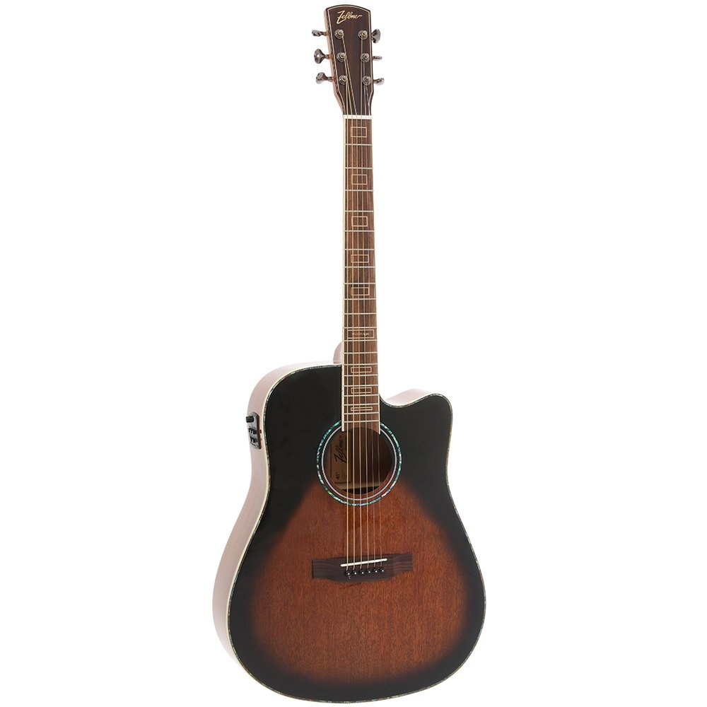 Violão Eletroacústico Folk Zellmer Heritage Honeyburst Cutaway Brilhante com Bag