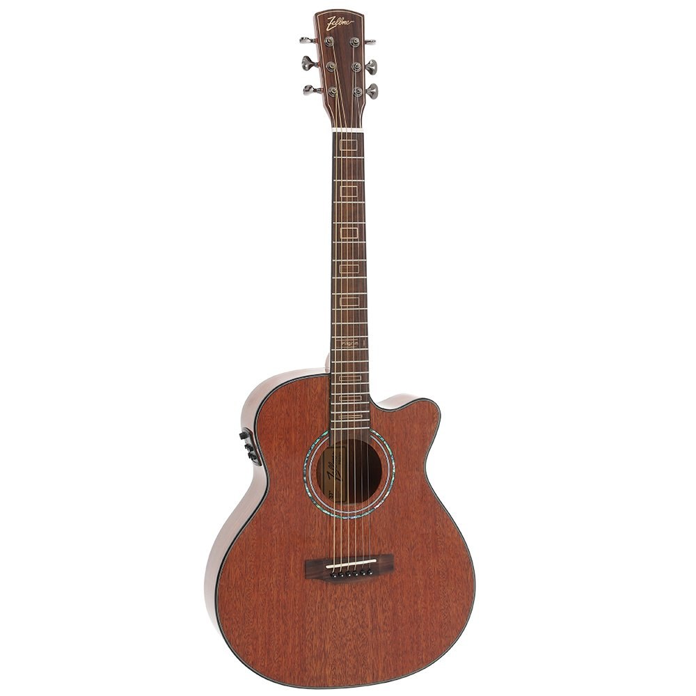 Violão Eletroacústico Compacto Zellmer Pilgrim Mahogany Cutaway Brilhante com Bag