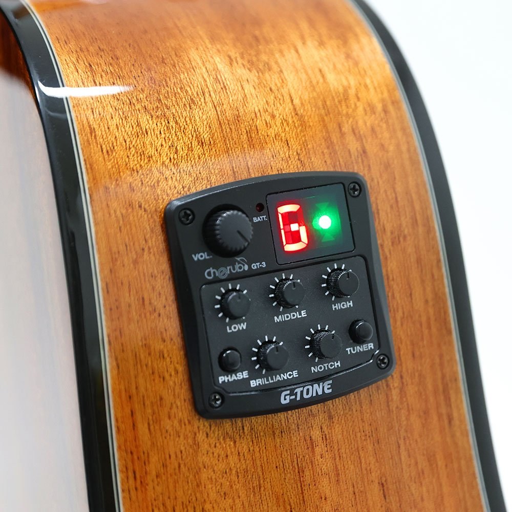 Violão Eletroacústico Compacto Zellmer Pilgrim Mahogany Cutaway Brilhante com Bag - Imagem 2