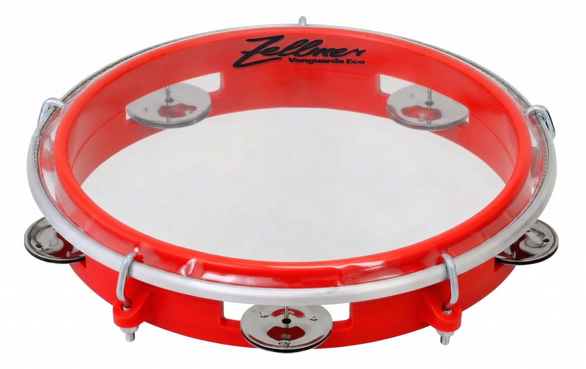 Pandeiro Vanguarda Eco 8" ABS Vermelho Pele Transparente