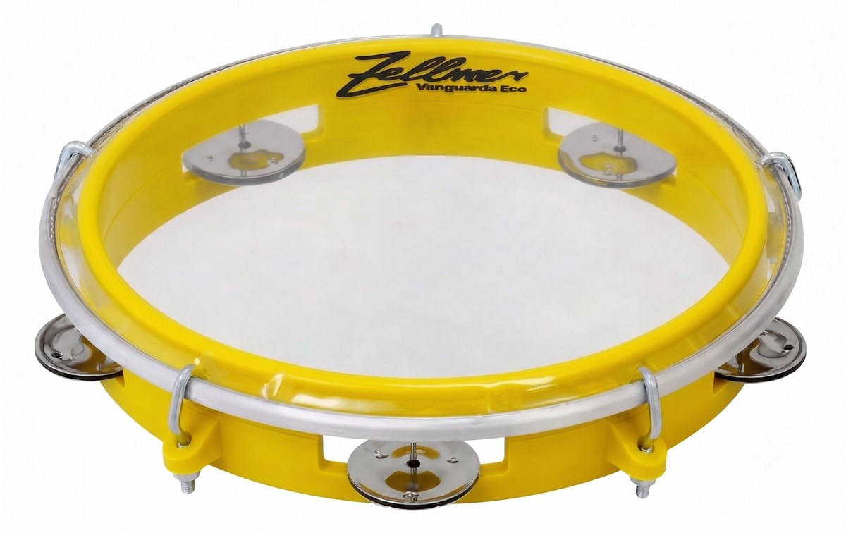 Pandeiro Vanguarda Eco 8" ABS Amarelo Pele Transparente